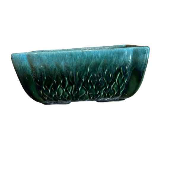 Vintage Ungemach Pottery Co Low Emerald Green Rectangular Planter Pot - Picture 1 of 8